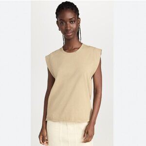 NWT RAG & BONE WOMEN'S KHAKI MIX MEDIA MUSCLE TOP - S